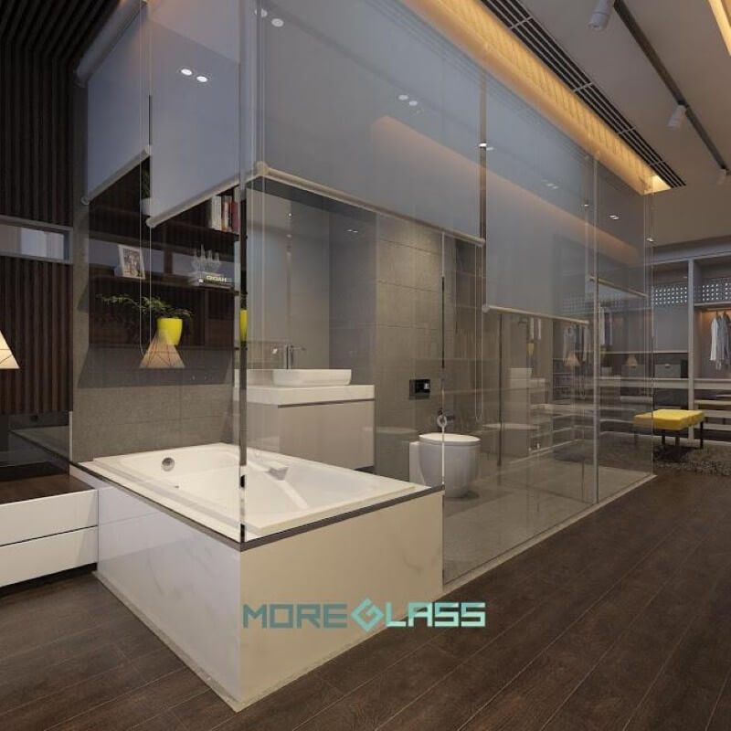 Thiết kế phòng tắm chung cư, biệt thự cao cấp với kính cường lực an toàn mang phong cách hiện đại