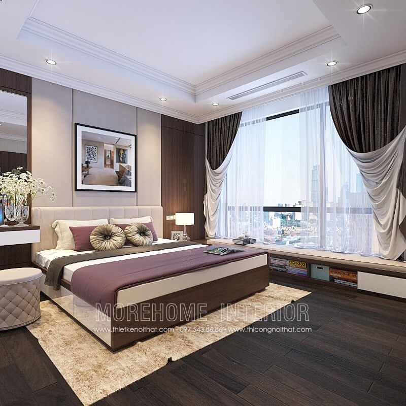 Giường ngủ gỗ công nghiệp bọc da đầu giường sẽ làm nên sự khác biệt cho căn phòng, tạo nên một cảm giác sang trọng và ấn tượng hơn.