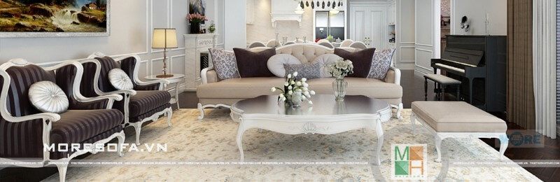 Chúng tôi luôn lựa chọn các vật tư tốt nhất, kết hợp hài hòa giữa gỗ và nỉ để tạo ra sản phẩm sofa tân cổ điển đẹp, phù hợp với nhu cầu của khách hàng.